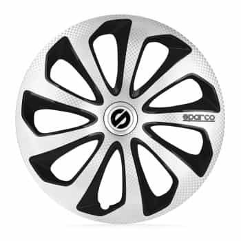Juego de 4 cubiertas para ruedas Sparco Sicilia de 16 pulgadas en color plata/negro/carbono
