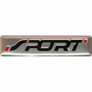 Emblema/Logotipo de aluminio - SPORT - Negro y rojo - 7 x 1,7 cm