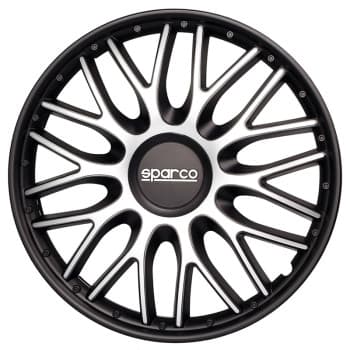 Juego de 4 cubiertas para ruedas Sparco Roma de 14 pulgadas en color plata/negro